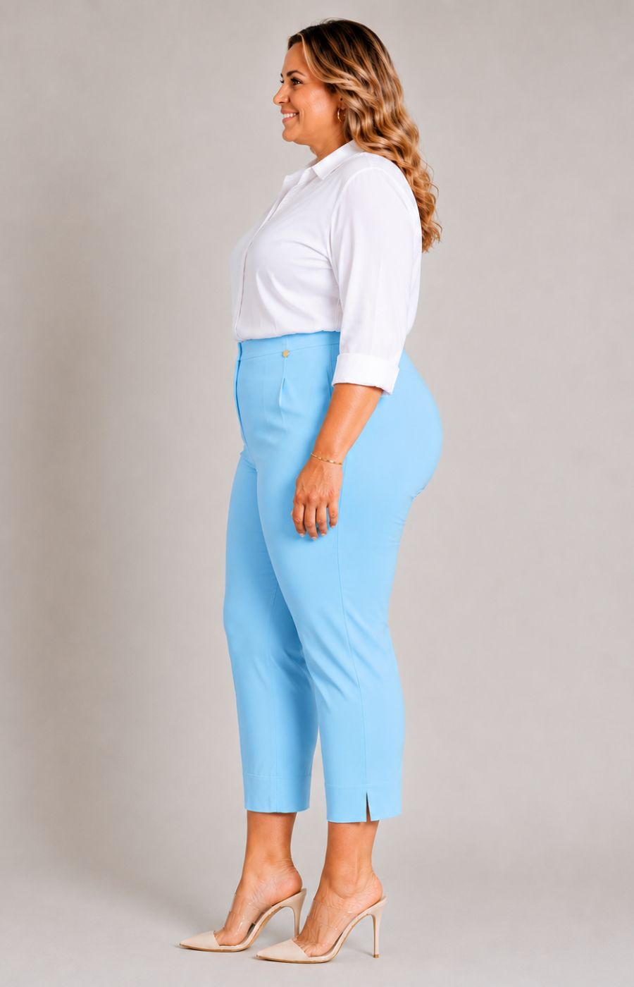 Robell Crop Trousers | Turquoise 