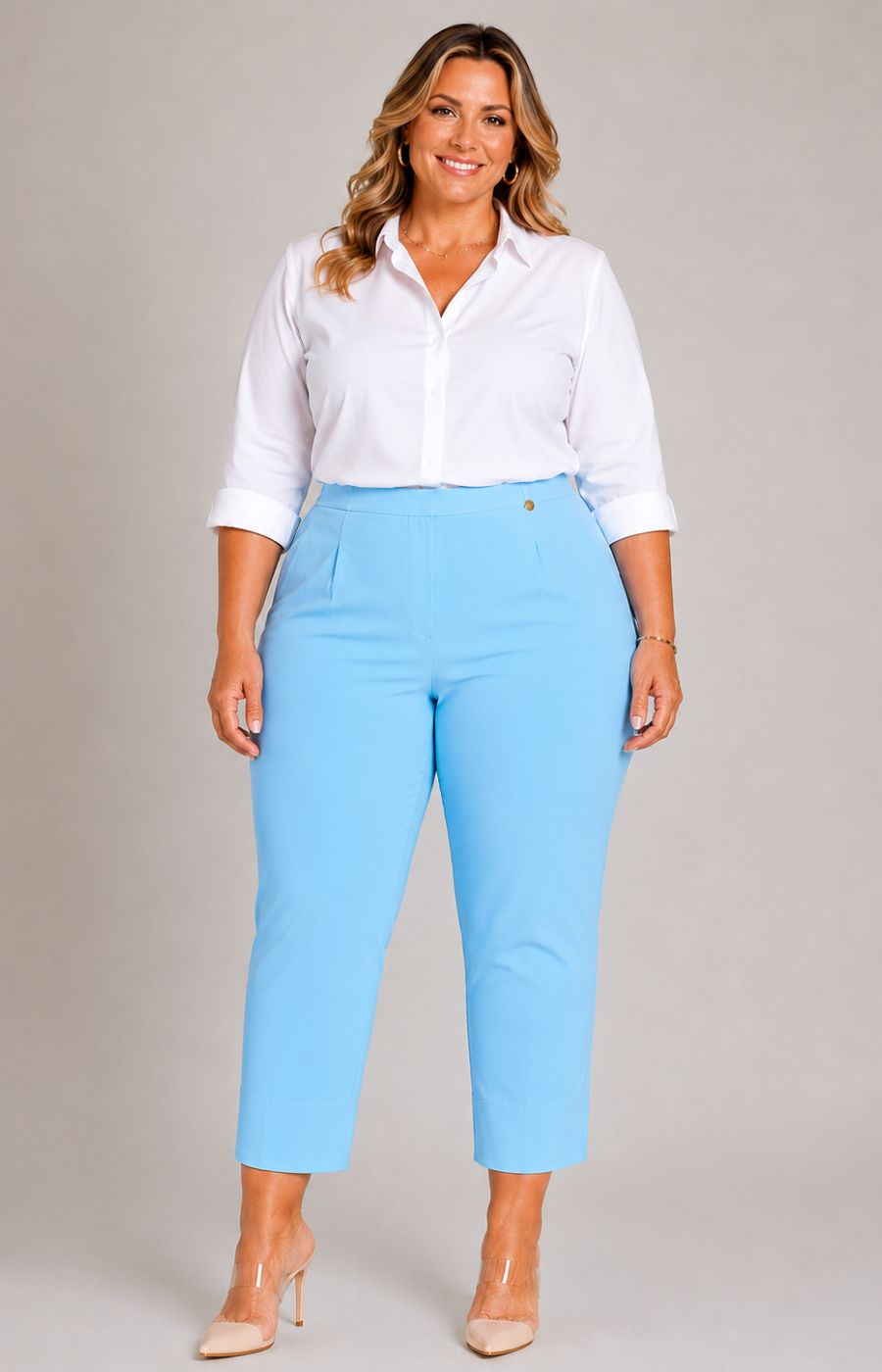 Robell Crop Trousers | Turquoise