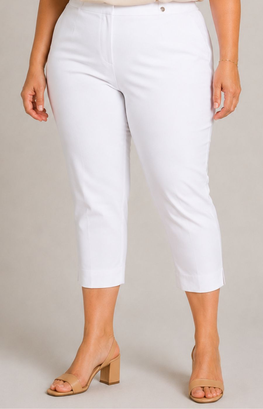 Robell Crop Trousers | White Denim 