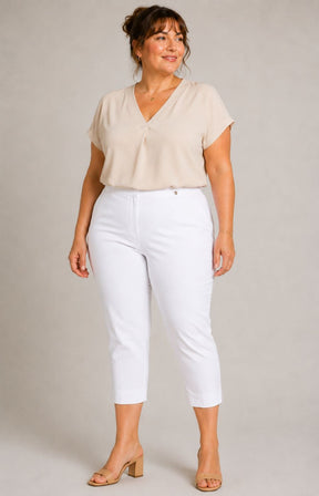 Robell Crop Trousers | White Denim 
