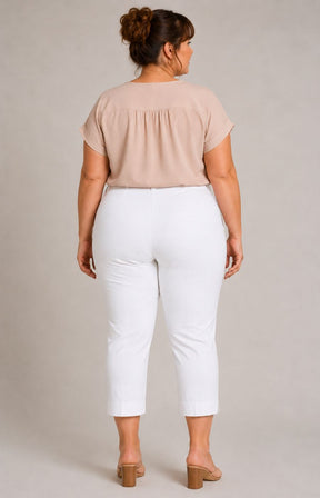 Robell Crop Trousers | White Denim 