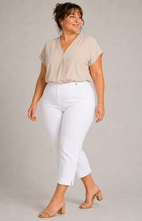 Robell Crop Trousers | White Denim 