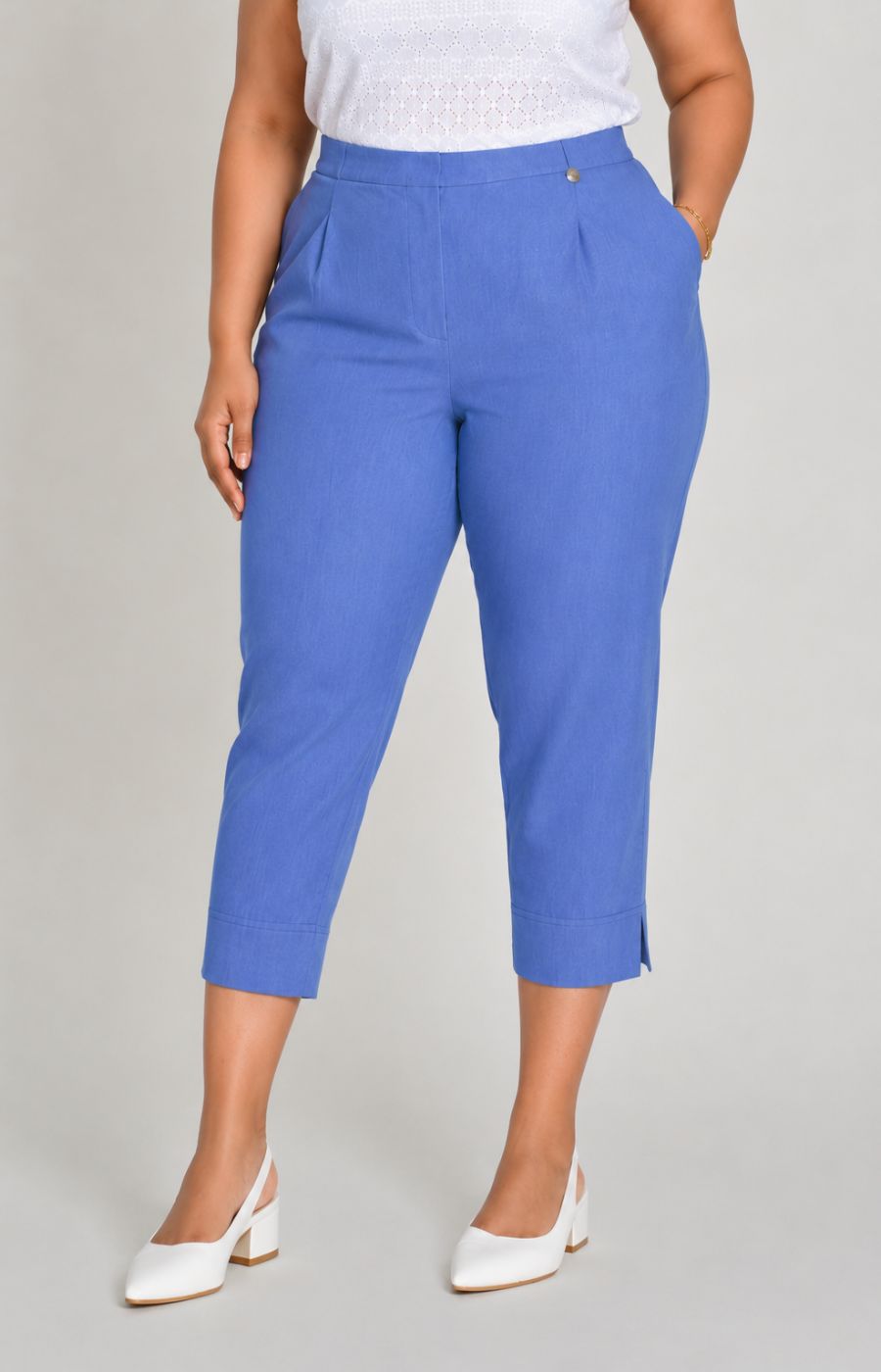 Robell Crop Trousers in Cornflower Blue 