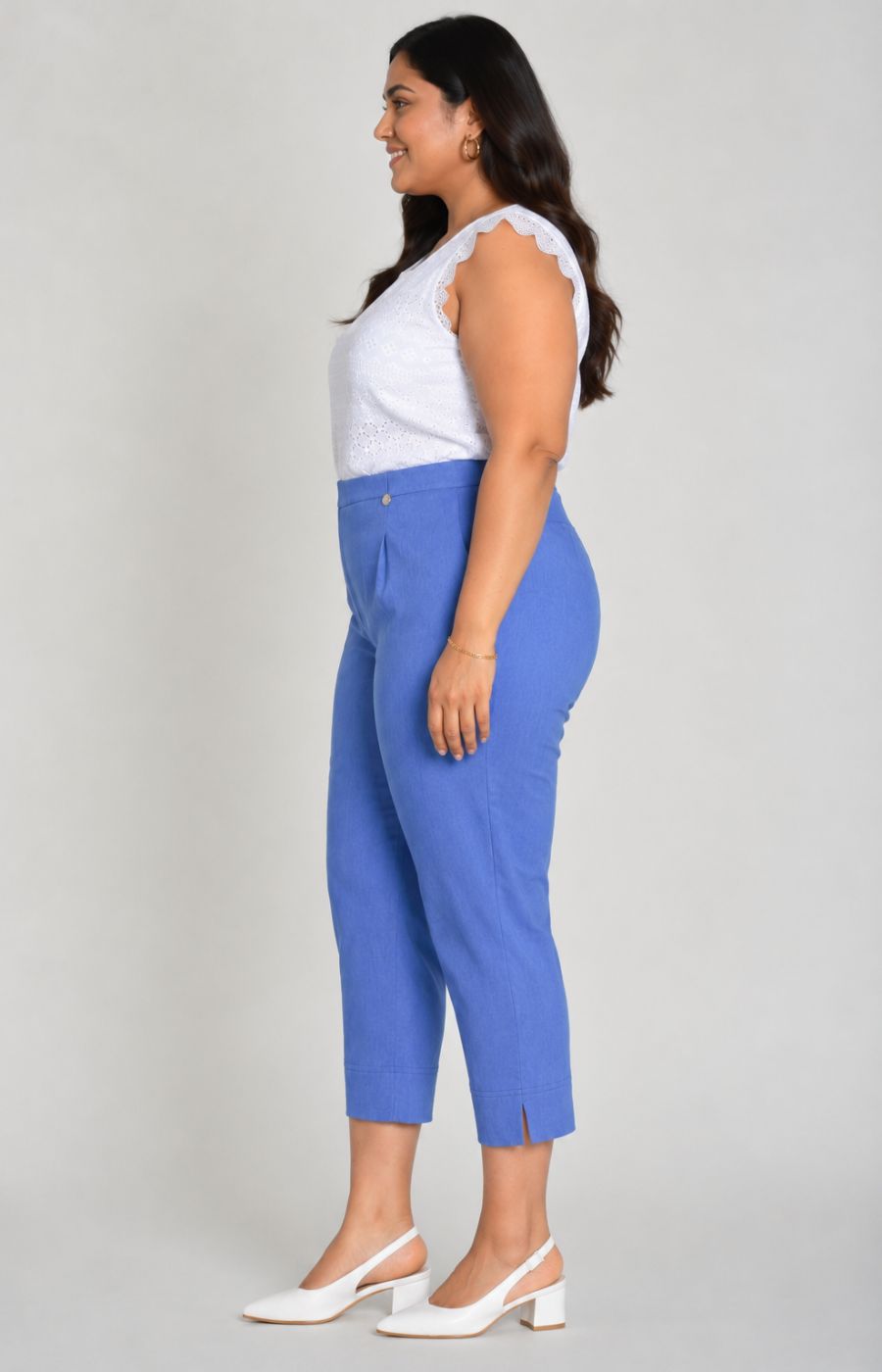 Robell Crop Trousers in Cornflower Blue 