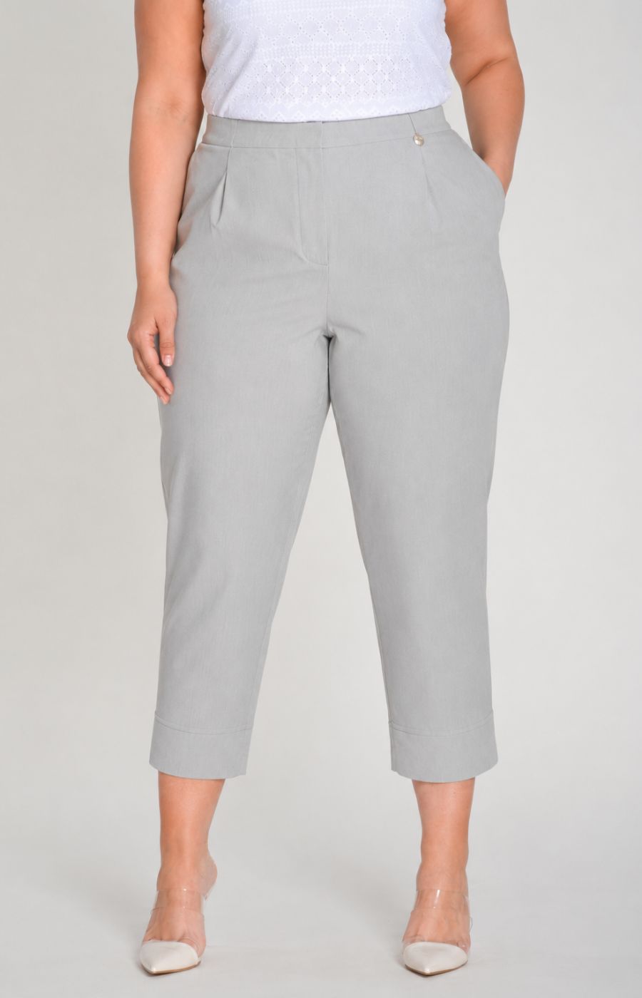 Robell Crop Trousers in Light Grey 