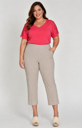 Robell Crop Trousers in Taupe 