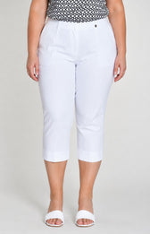 Robell Crop Trousers in White 