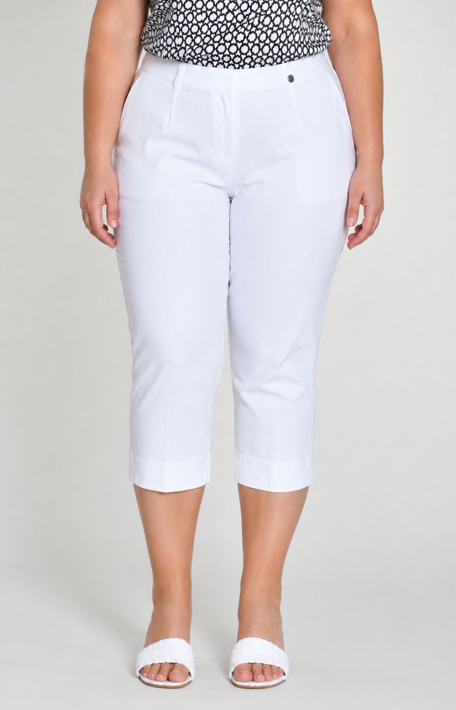 Robell Crop Trousers in White 