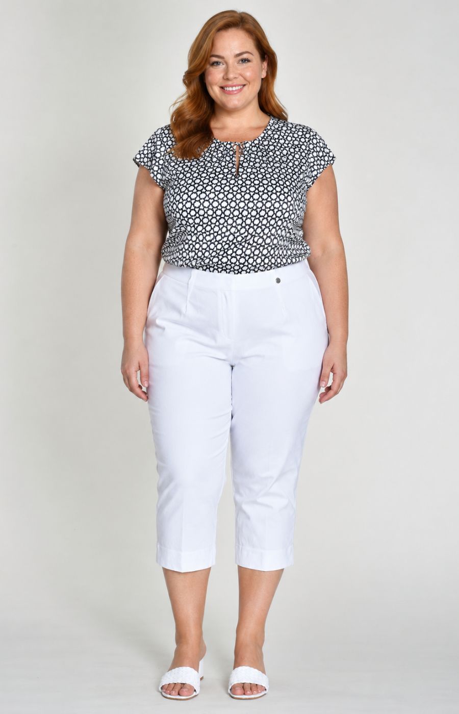 Robell Crop Trousers in White 