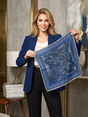 Robin Silk Scarf in Blue. This image was created using AI