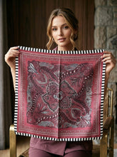 Robin Silk Scarf in Red. This image was created using AI
