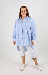 Rosie Sparkle Shirt in Blue Floral 