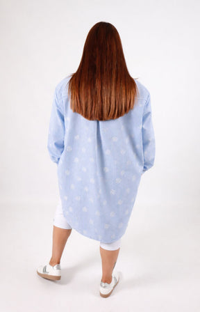 Rosie Sparkle Shirt in Blue Floral 