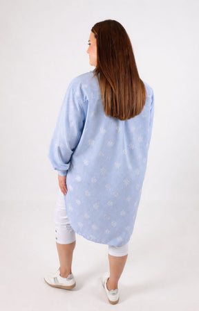 Rosie Sparkle Shirt in Blue Floral 