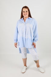 Rosie Sparkle Shirt in Blue with Lace 