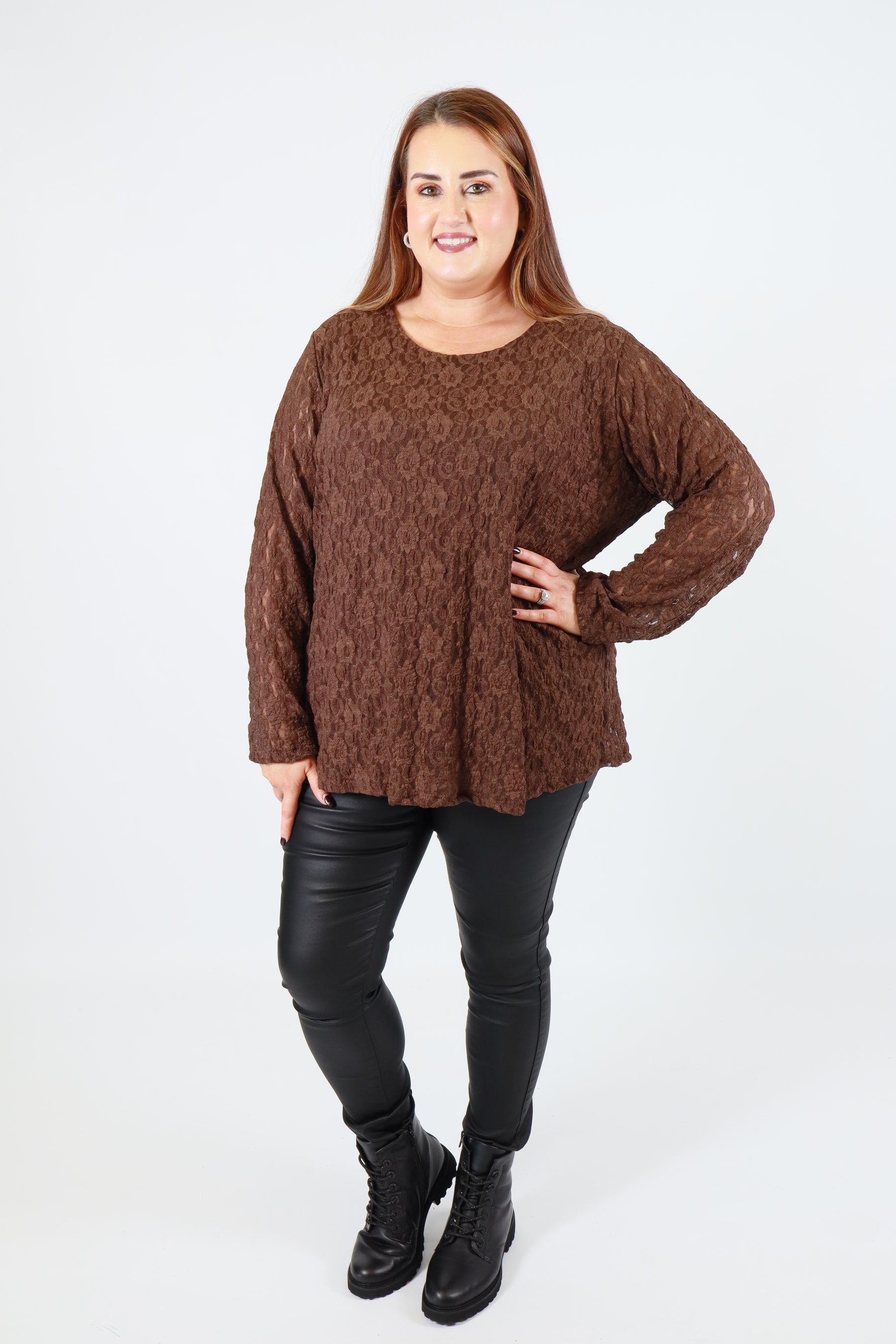 Roxy Lace Top in Brown