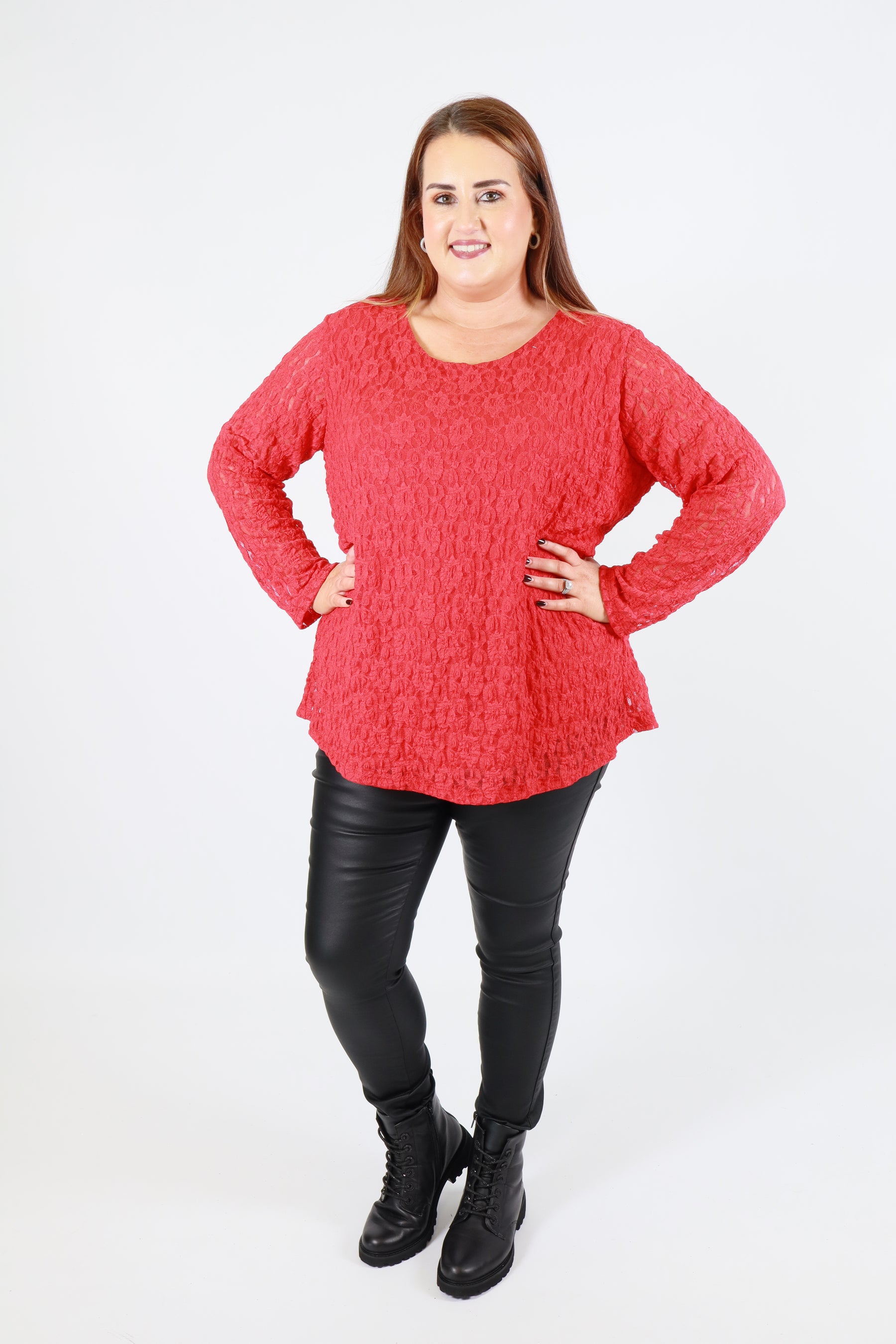 Roxy Lace Top in Red