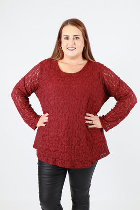 Roxy Lace Top in Wine