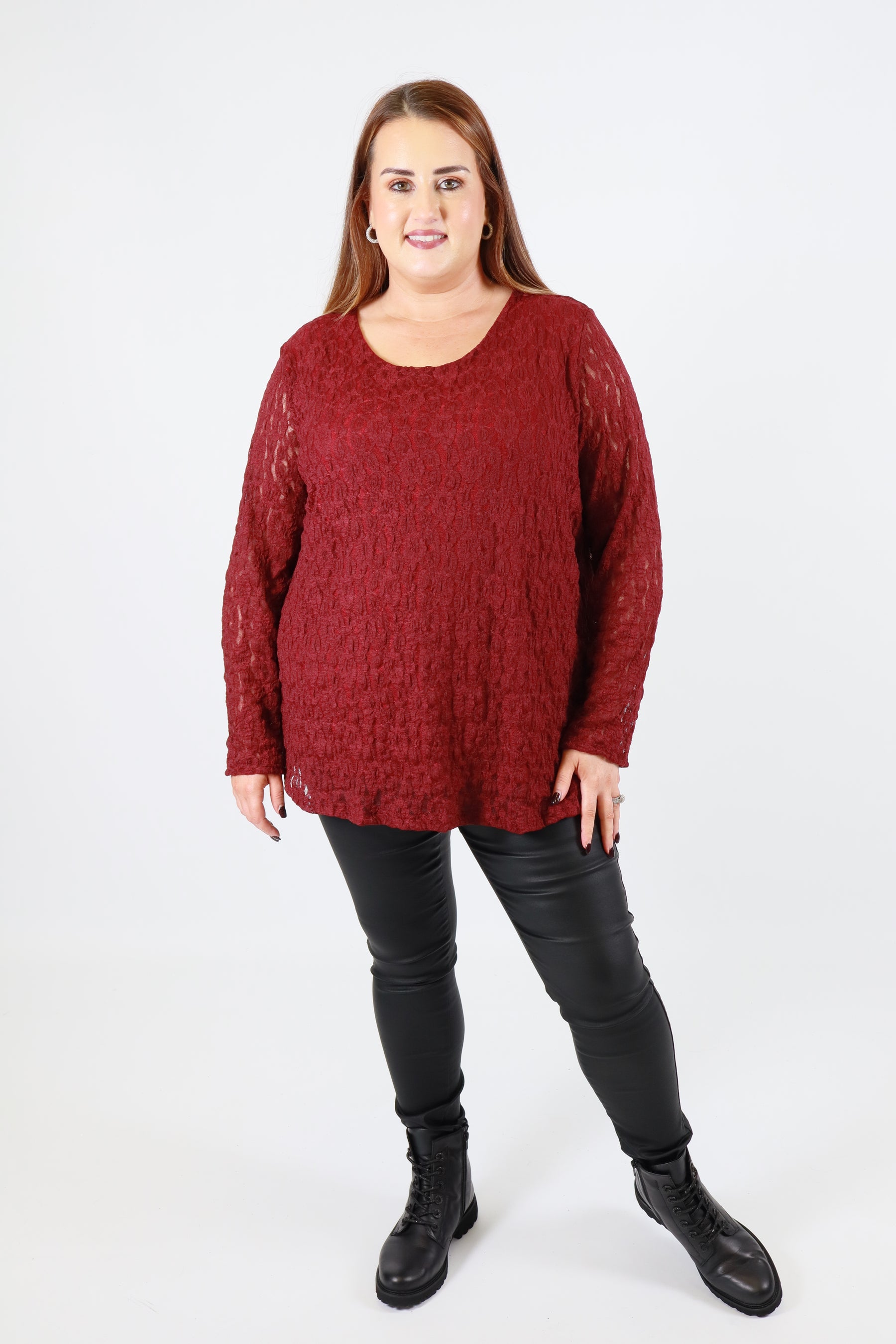 Roxy Lace Top in Wine