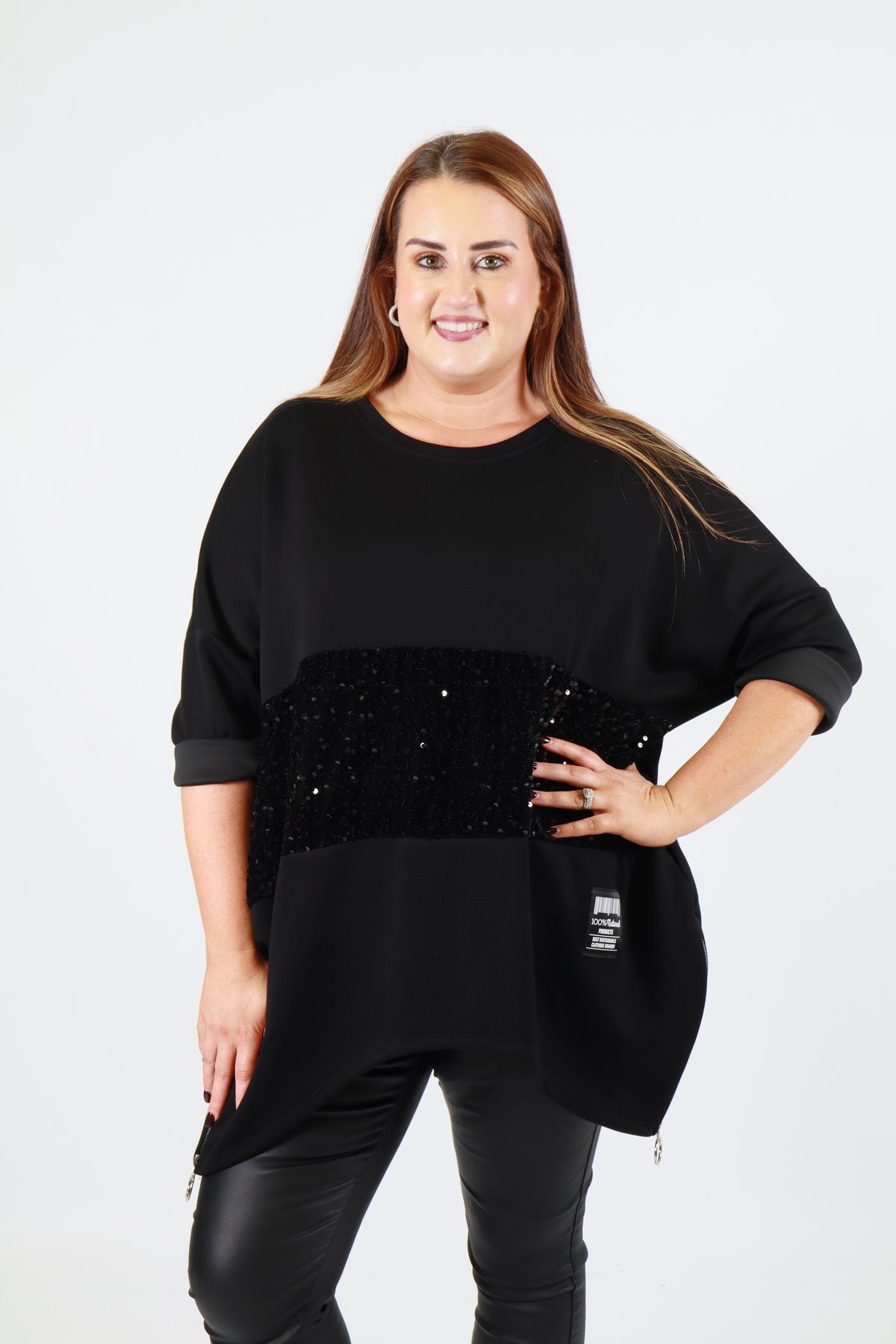 Sadie Sequin Sweater in Black