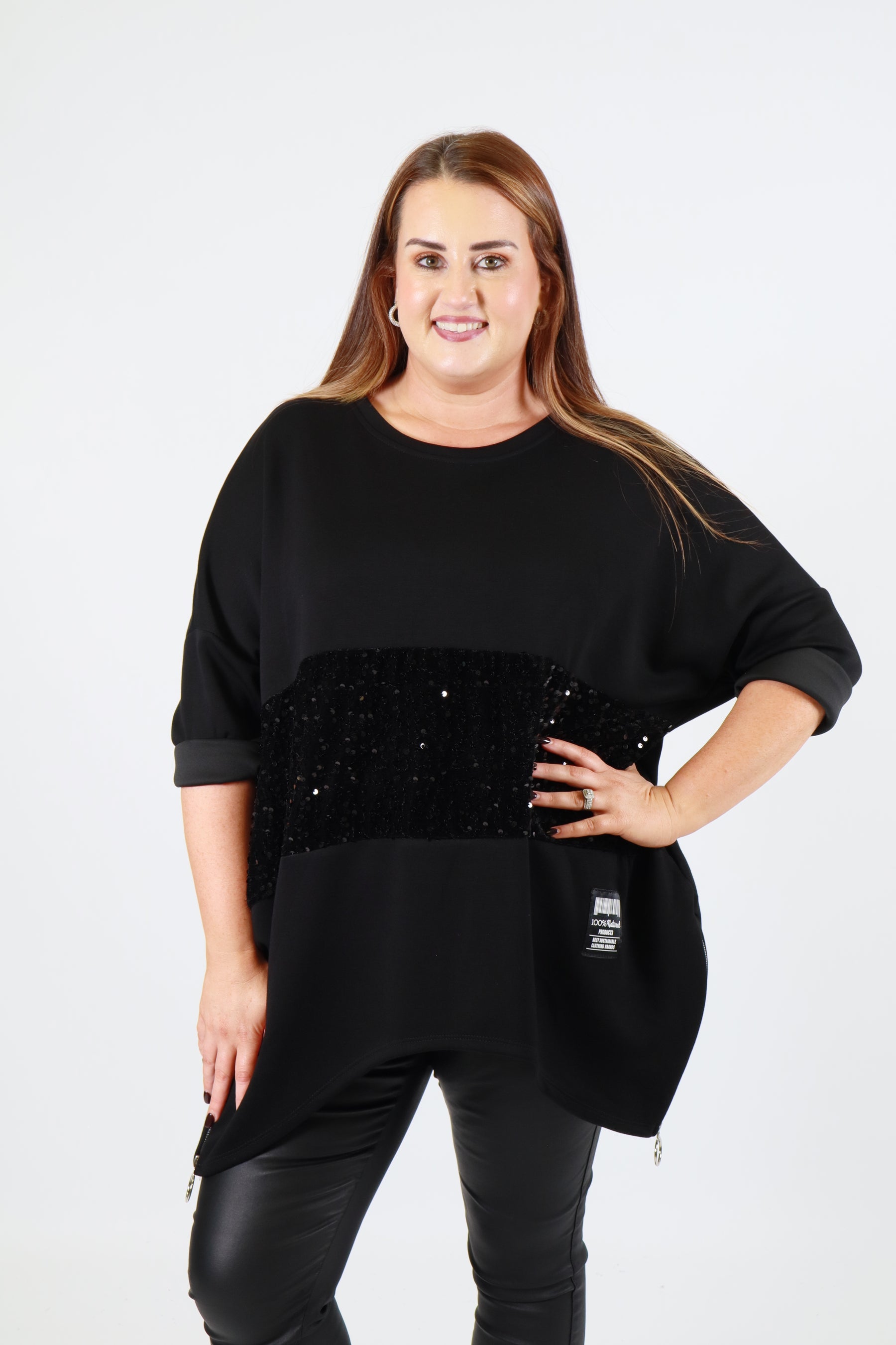 Sadie Sequin Sweater in Black