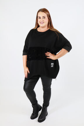 Sadie Sequin Sweater in Black