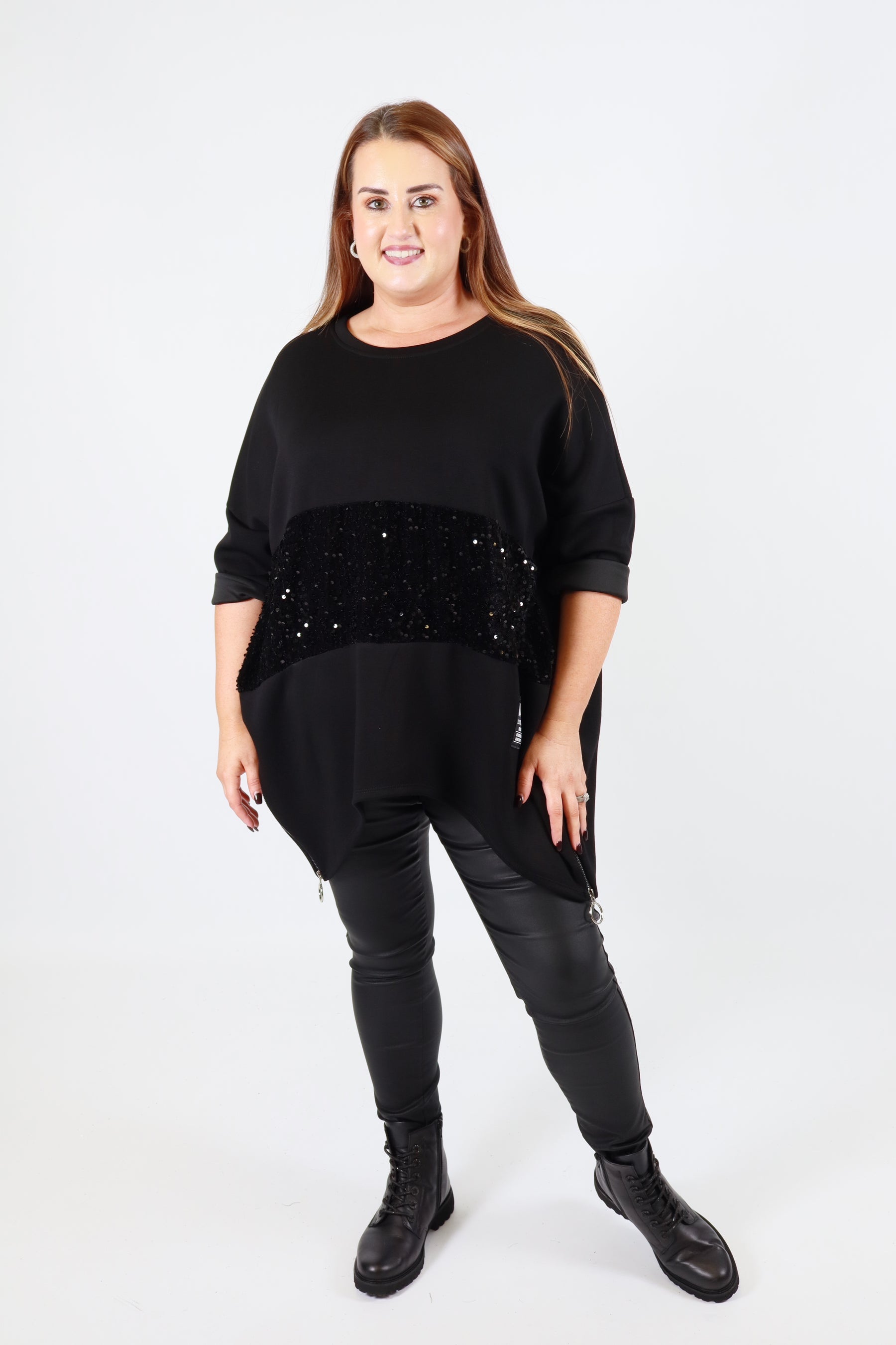 Sadie Sequin Sweater in Black