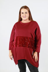 Sadie Sequin Sweater in Wine