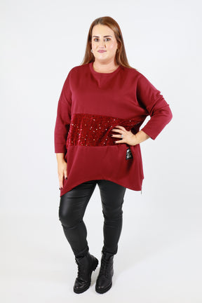 Sadie Sequin Sweater in Wine