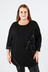 Saffron Sequin Sweater in Black