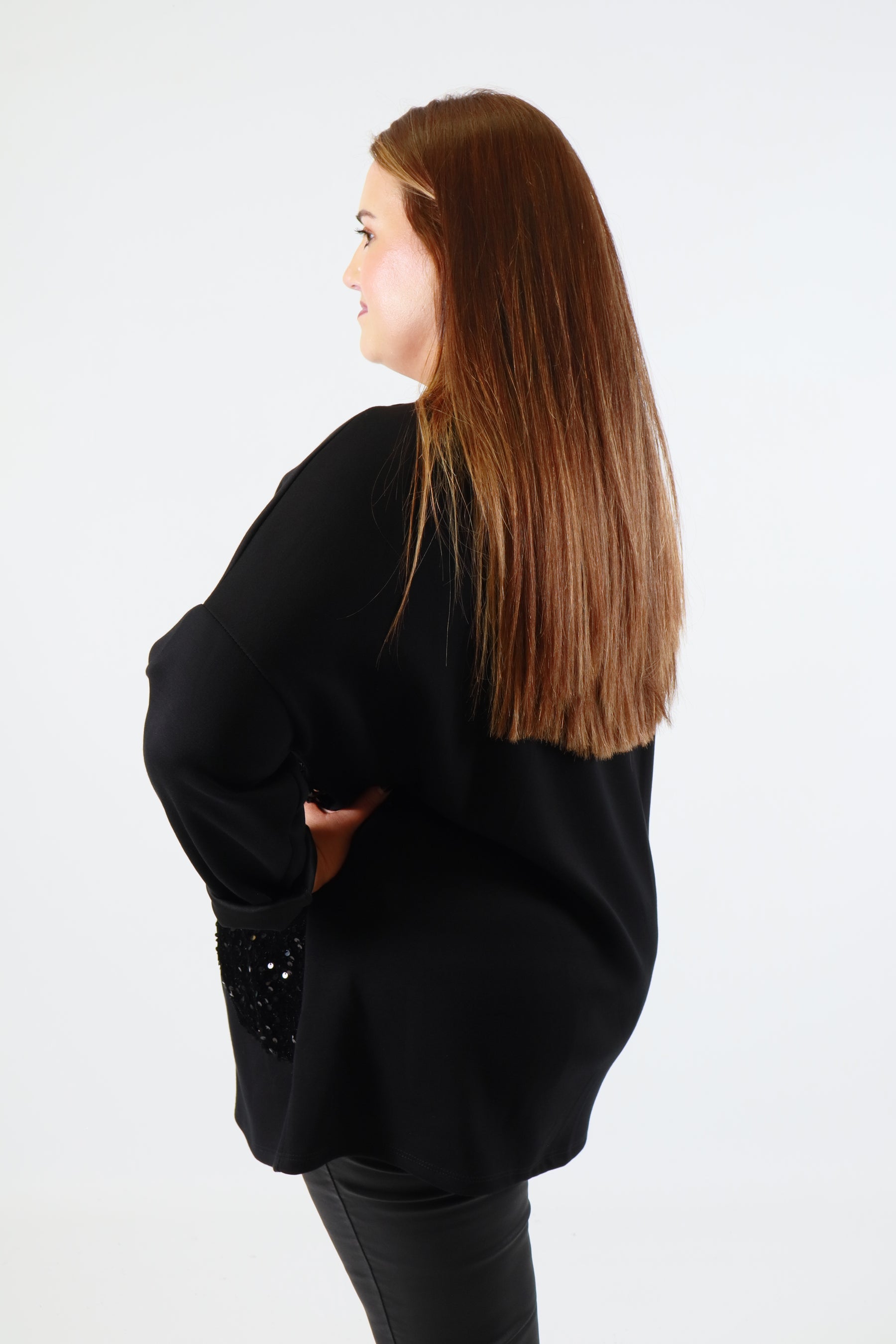 Saffron Sequin Sweater in Black