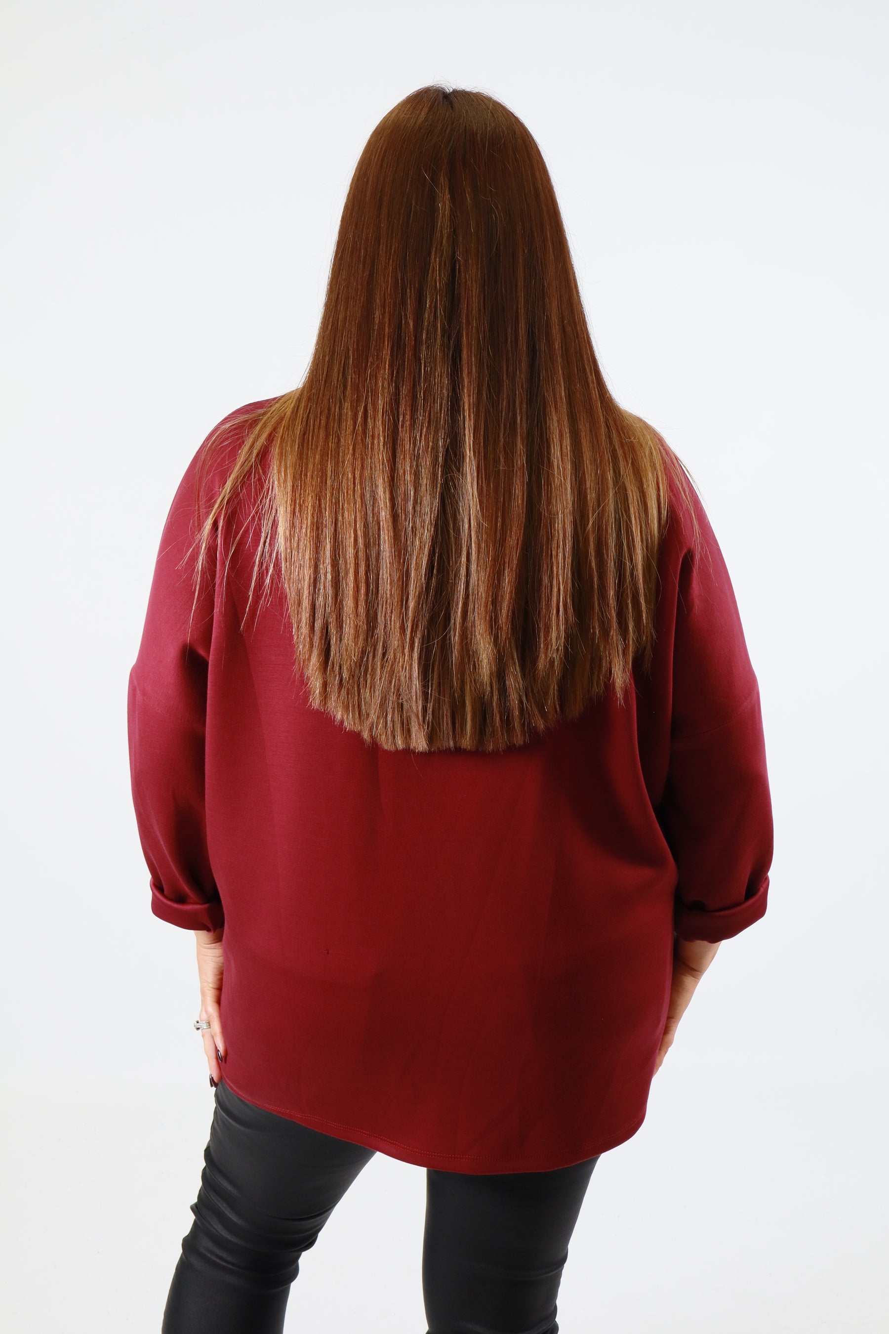 Saffron Sequin Sweater in Wine