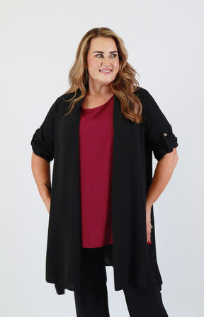 Sarah Longline Cardigan in Black 