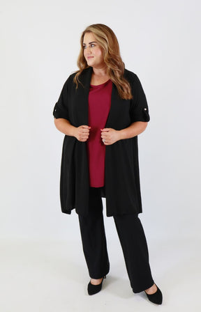 Sarah Longline Cardigan in Black 