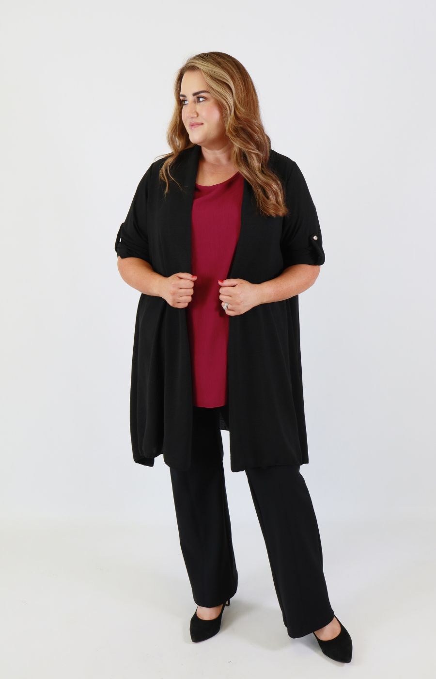 Sarah Longline Cardigan in Black 