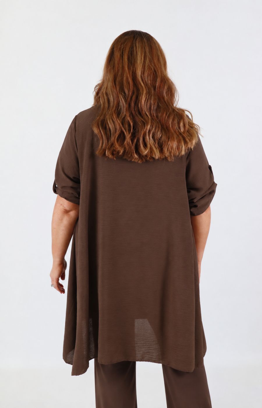 Sarah Longline Cardigan in Brown 