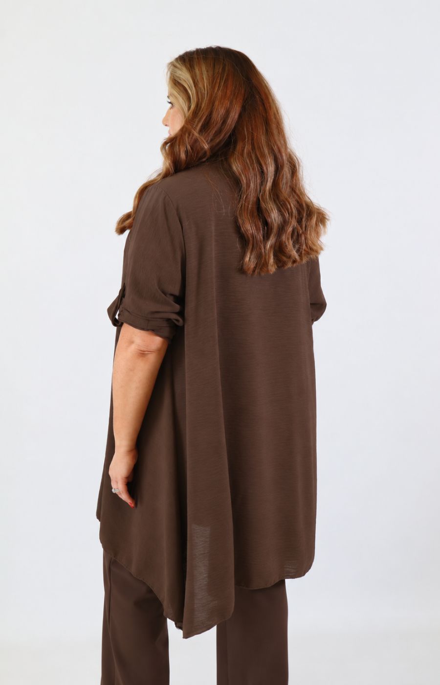 Sarah Longline Cardigan in Brown 