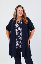 Sarah Longline Cardigan in Navy 