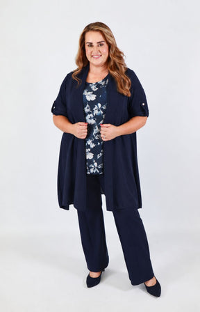 Sarah Longline Cardigan in Navy 