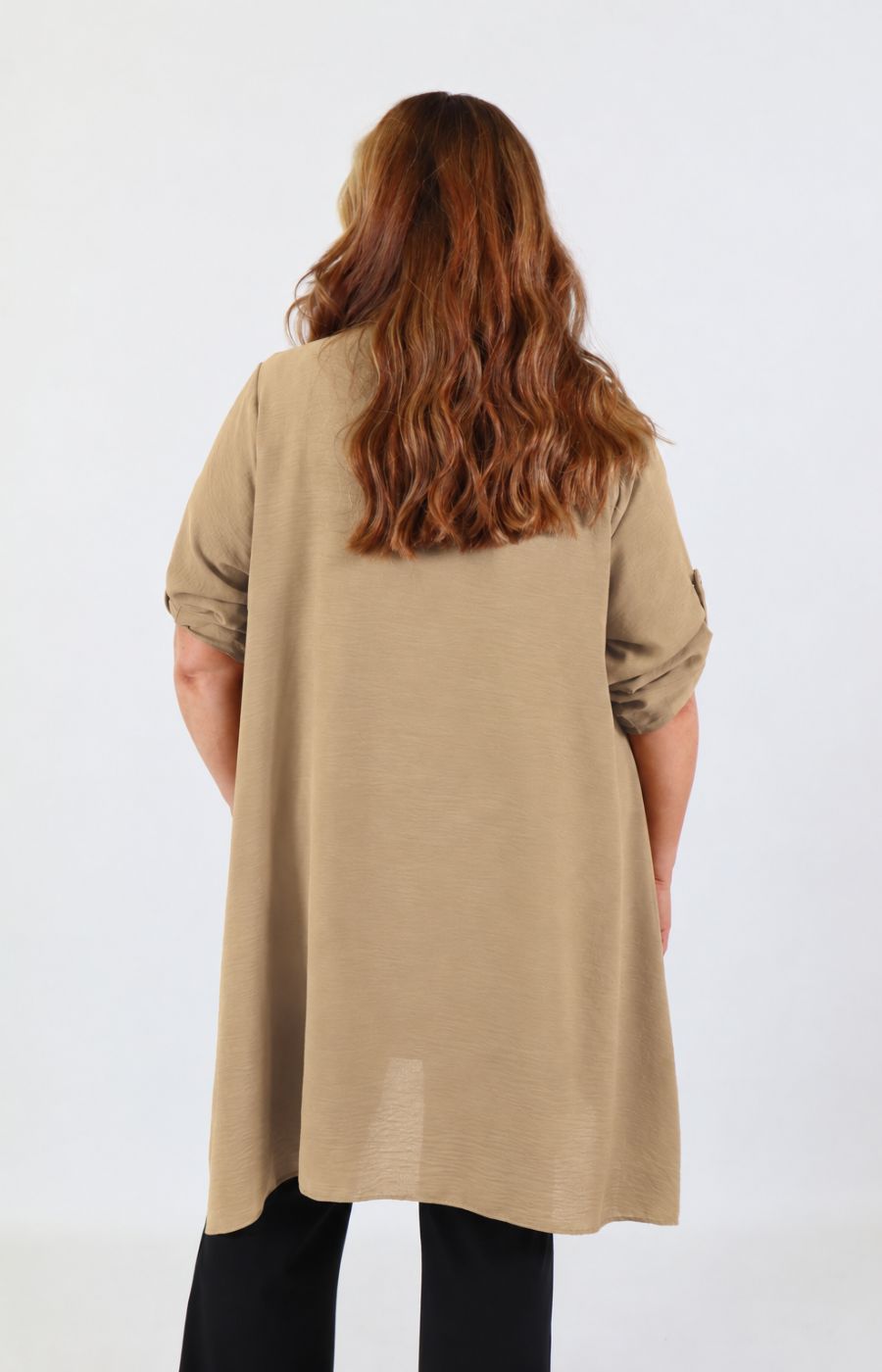 Sarah Longline Cardigan in Taupe 