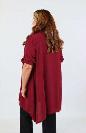 Sarah Longline Cardigan in Wine 