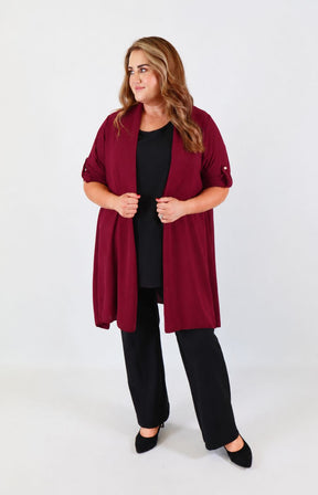 Sarah Longline Cardigan in Wine 