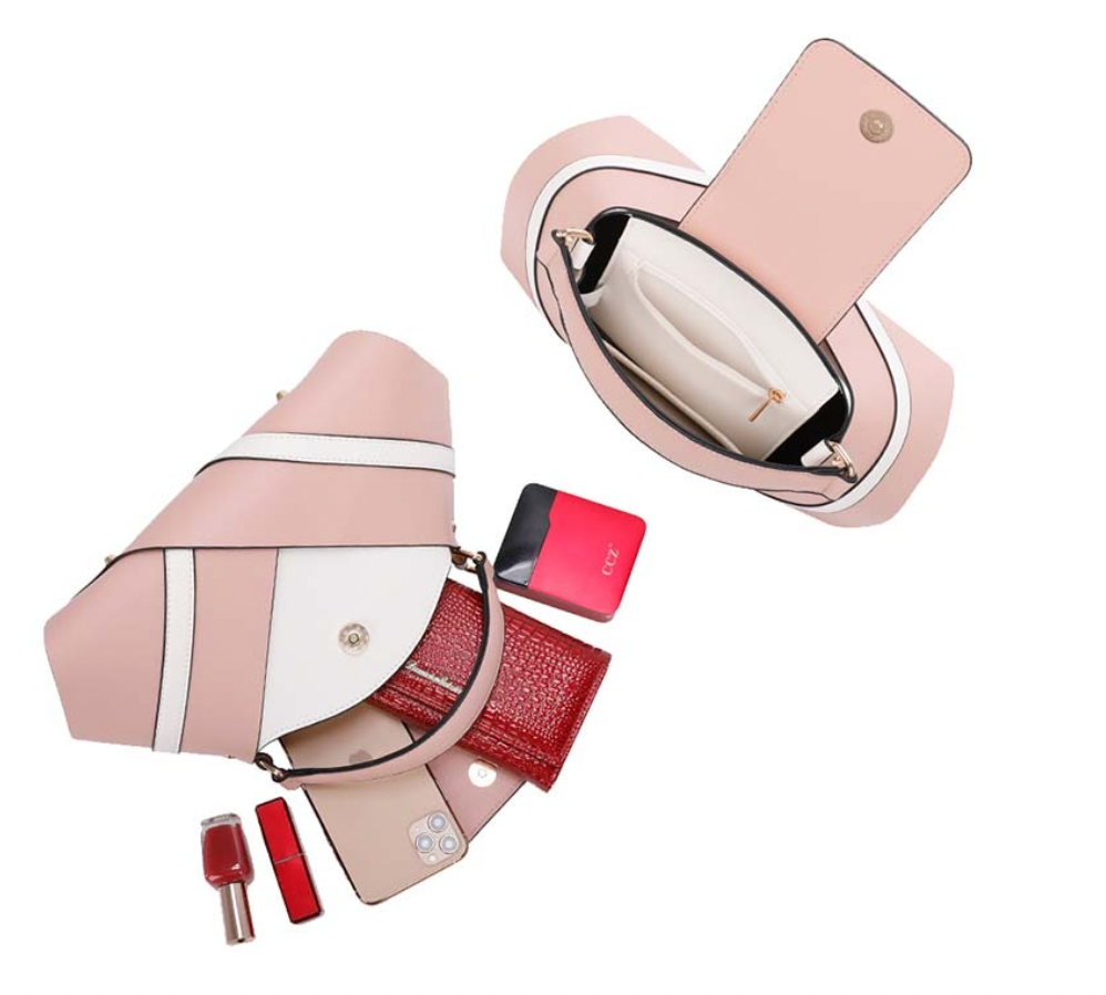 Ava Pink & White Handbag