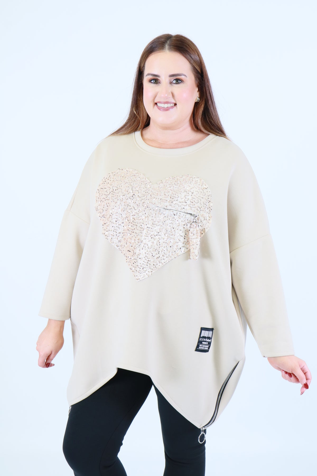 Shelby Sequin Sweater in Beige
