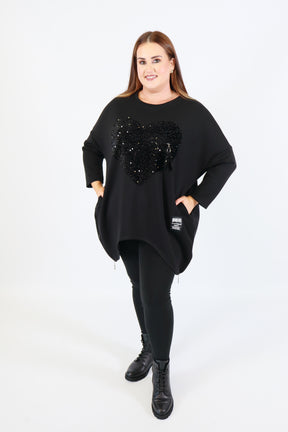 Shelby Sequin Sweater in Black