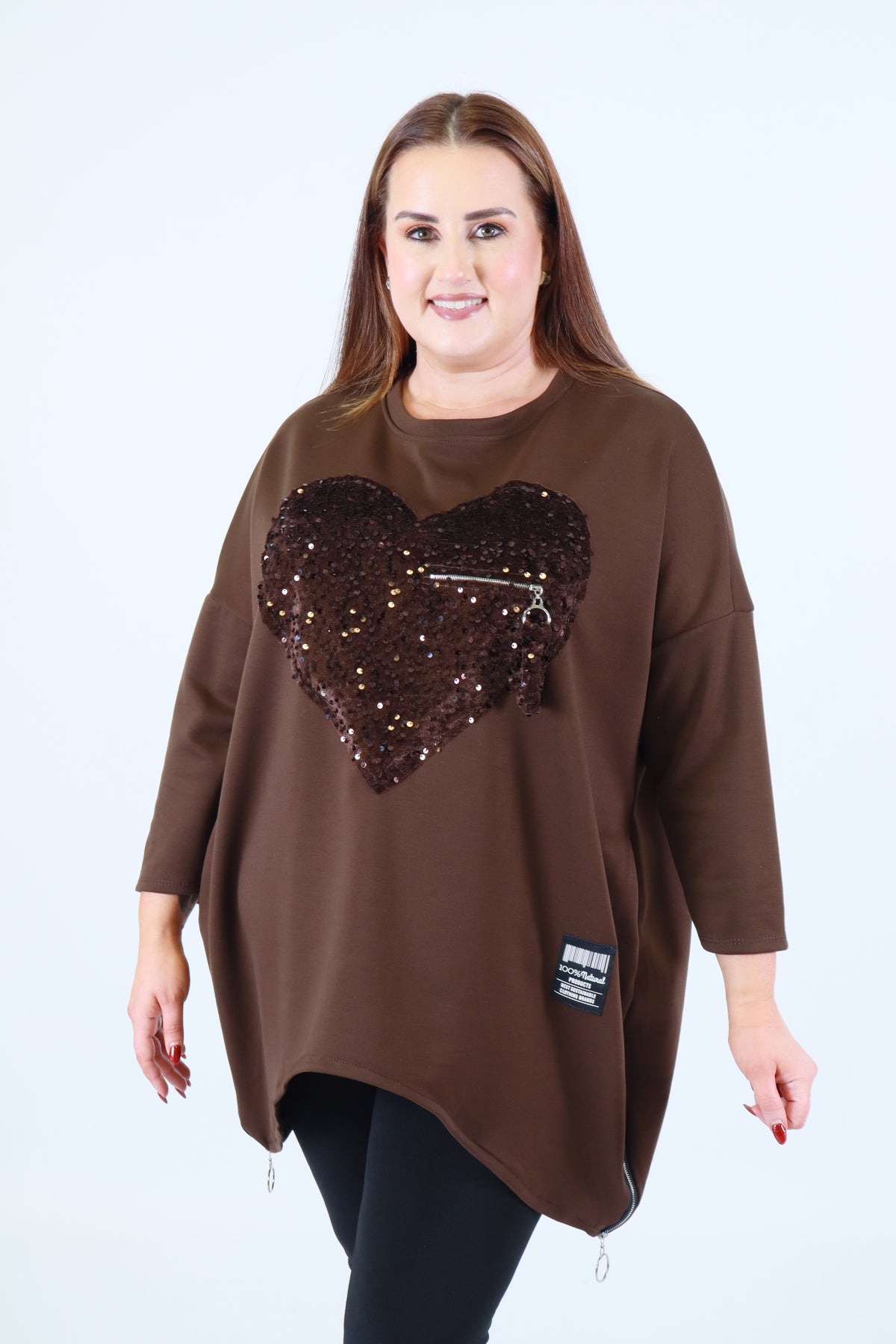 Shelby Sequin Sweater in Brown