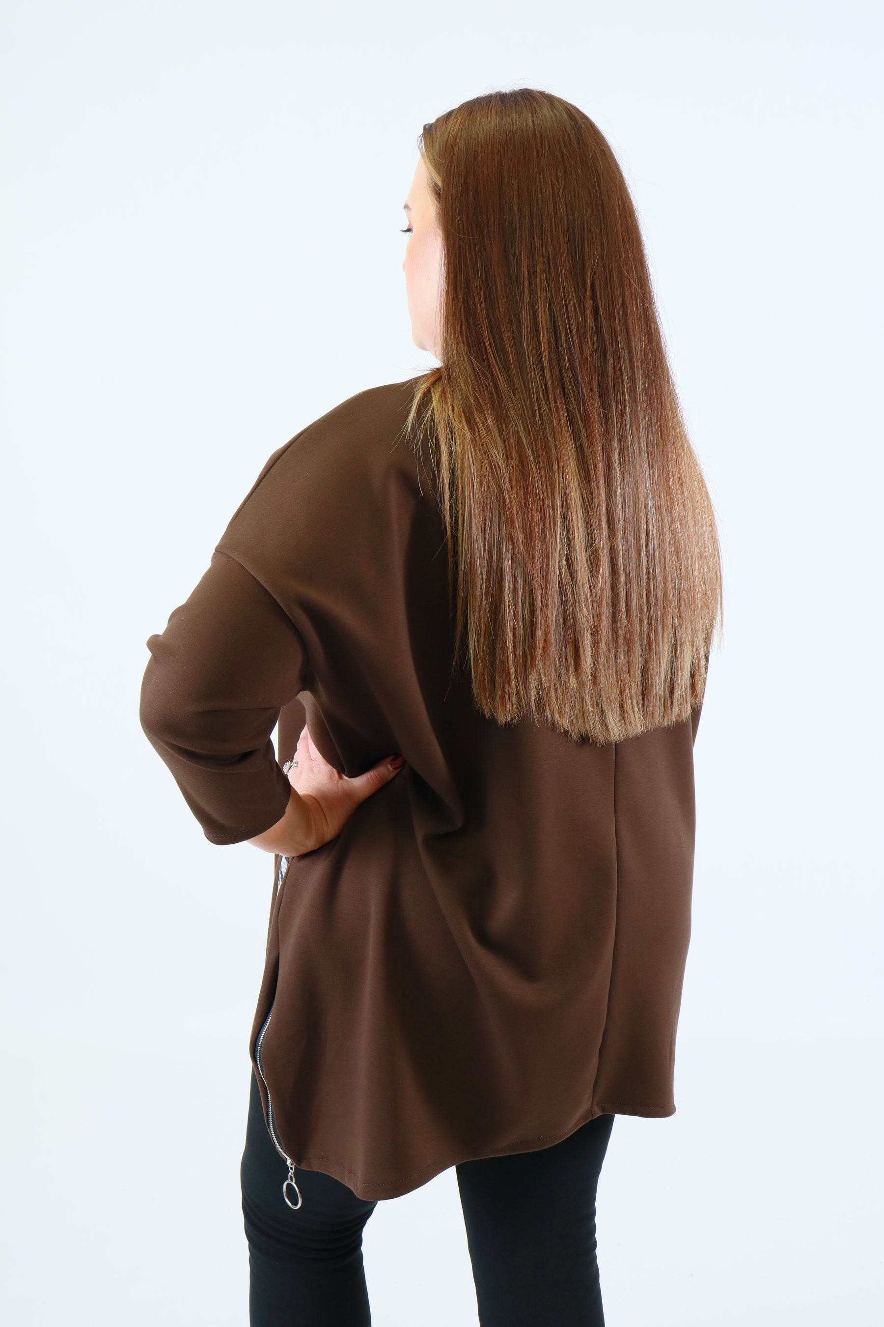 Shelby Sequin Sweater in Brown