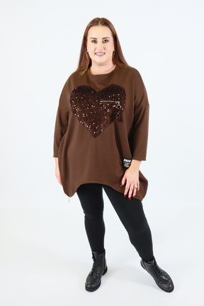 Shelby Sequin Sweater in Brown