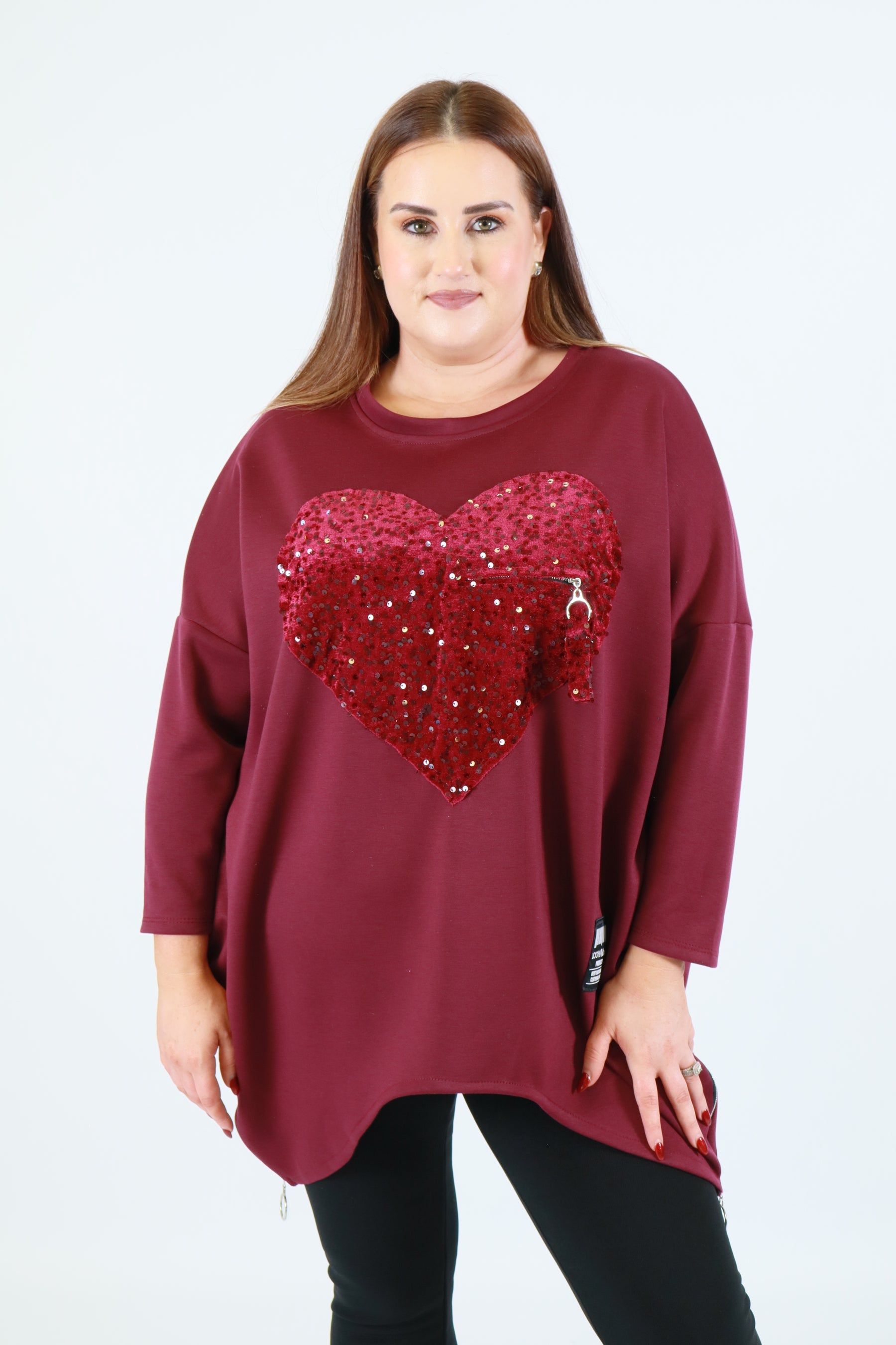 Shelby Sequin Sweater in Wine