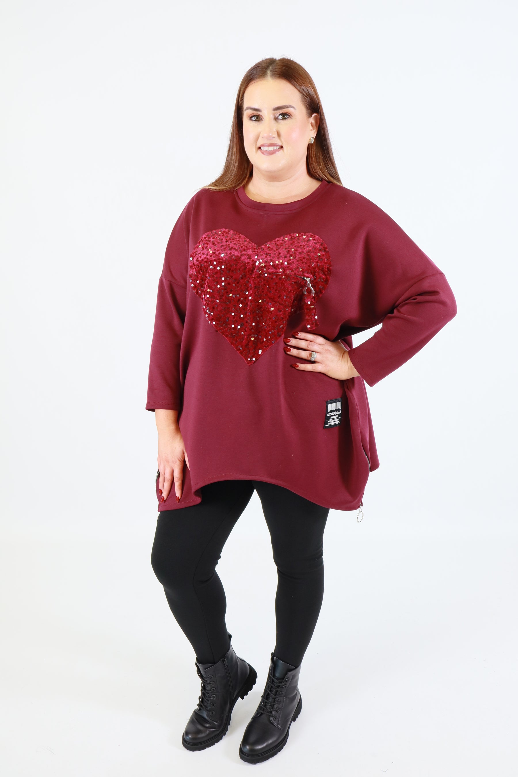 Shelby Sequin Sweater in Wine